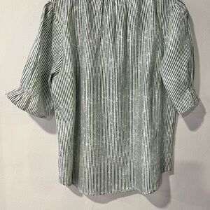 Michael Stars Green + White Striped Blouse